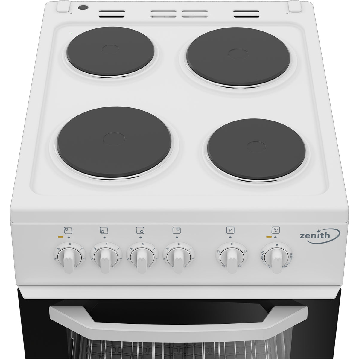 Zenith ZE503W 50cm Electric Single Oven with solid plate - hob White