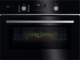 AEG GK6NK40FB 59.5cm Compact Combi Microwave Oven - Gloss Black with Steel Trim