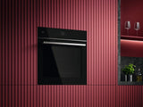 AEG GX7PB63FSB 59.6cm Built In Electric Single Oven - Gloss Black with Steel Trim