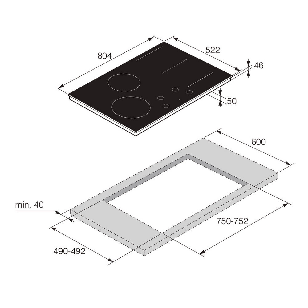 Asko HID824GC 80cm 4 Zone Induction Hob - Black