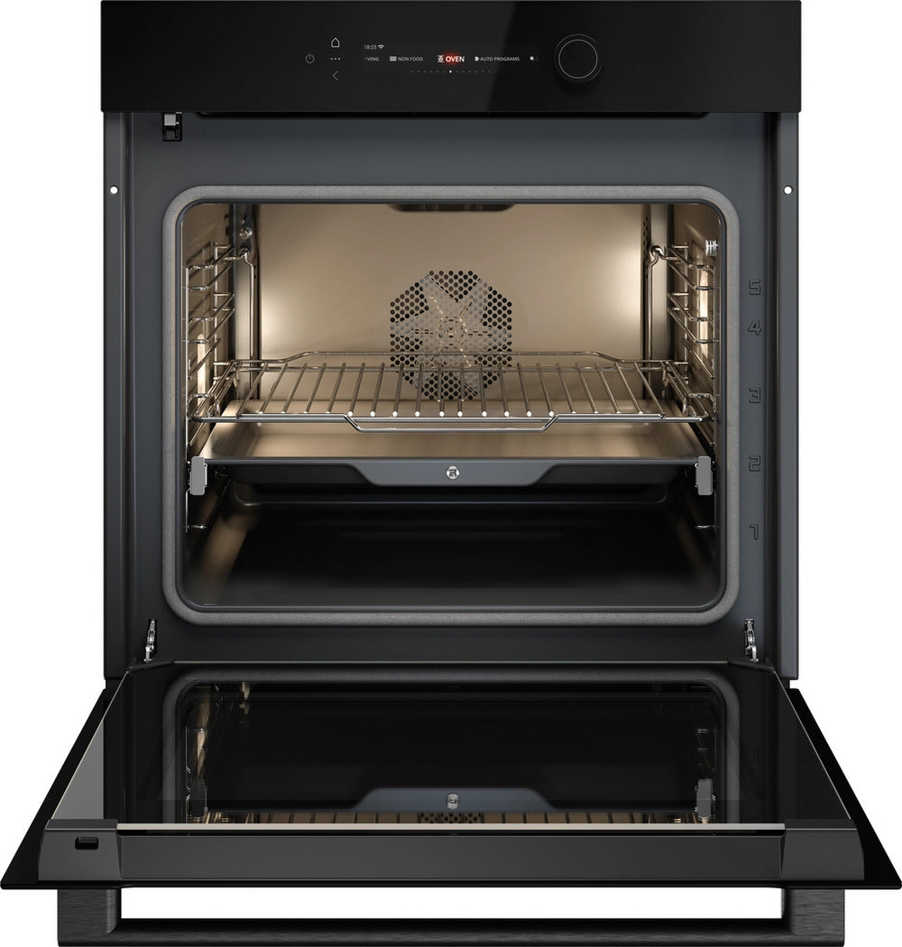 ASKO OTP56BGH 60cm Multifunctional Built In Single Oven with Pyrolytic cleaning - Black Glass,