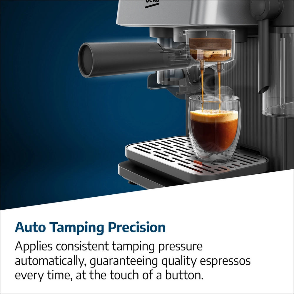 Beko CED7524X Espresso Machine with Integrated Grinder and Milk Cup - Silver