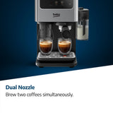 Beko CED7524X Espresso Machine with Integrated Grinder and Milk Cup - Silver