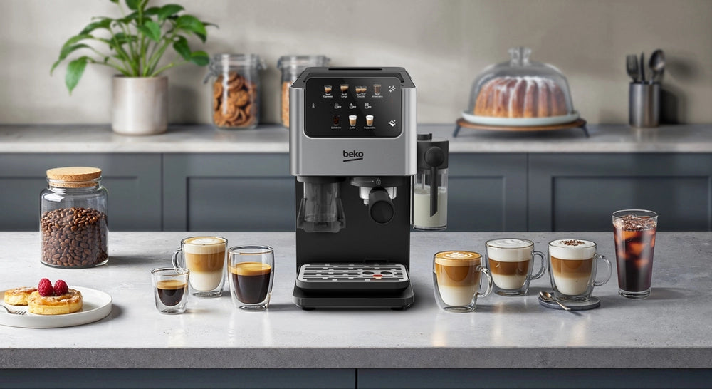 Beko CED7524X Espresso Machine with Integrated Grinder and Milk Cup - Silver