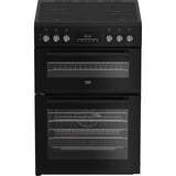 Beko EDC6731K 60cm Double Oven Electric Cooker with Vitroceramic Hob - Black
