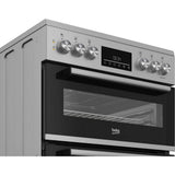 Beko EDC6731S 60cm Double Oven Electric Cooker with Vitroceramic Hob - Silver