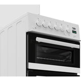 Beko EDG507W 50cm Twin Cavity Gas Cooker with Gas Hob & Glass Lid - White