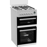 Beko EDG507W 50cm Twin Cavity Gas Cooker with Gas Hob & Glass Lid - White