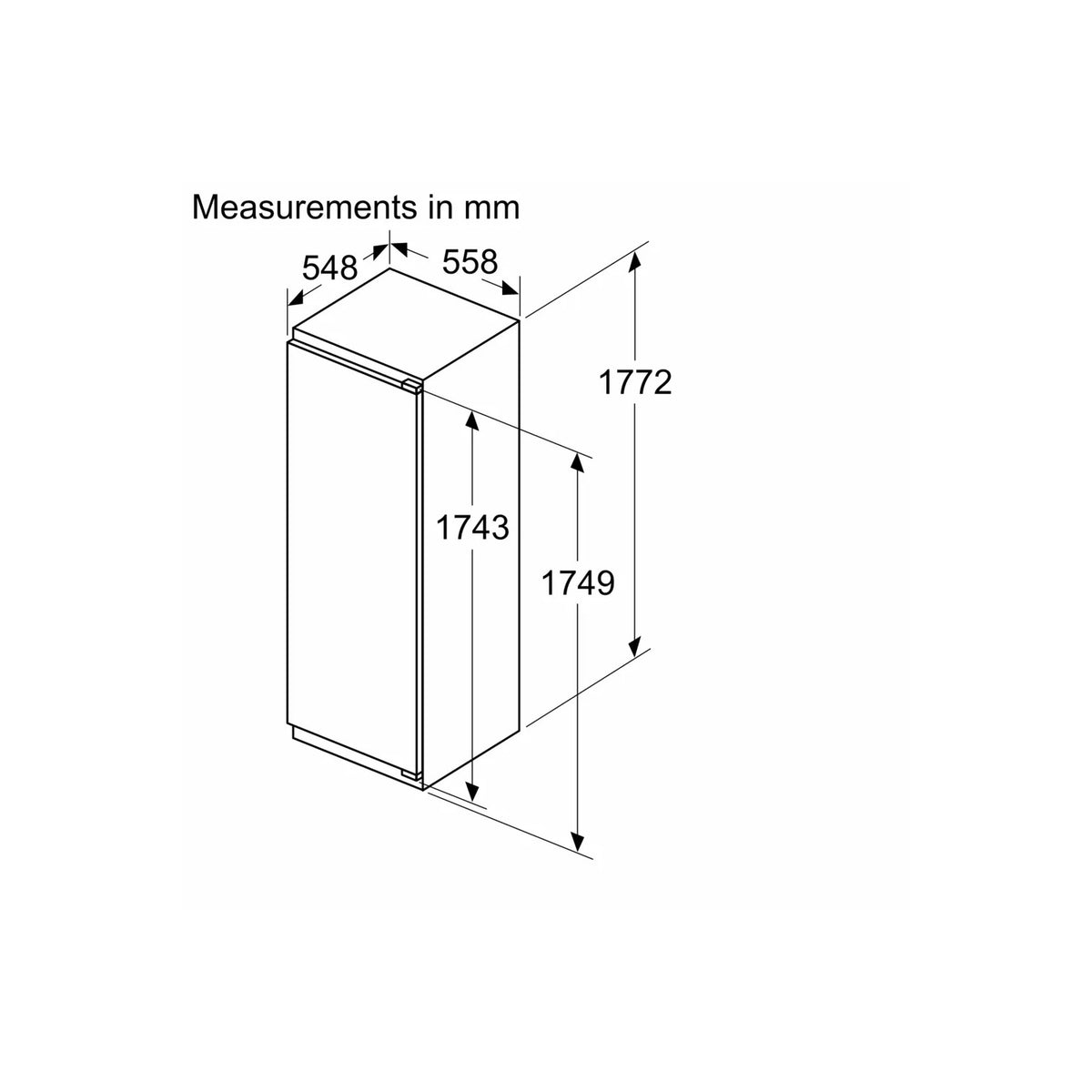 Bosch KIR81VFE0G 54.1cm Integrated Tall Larder Fridge