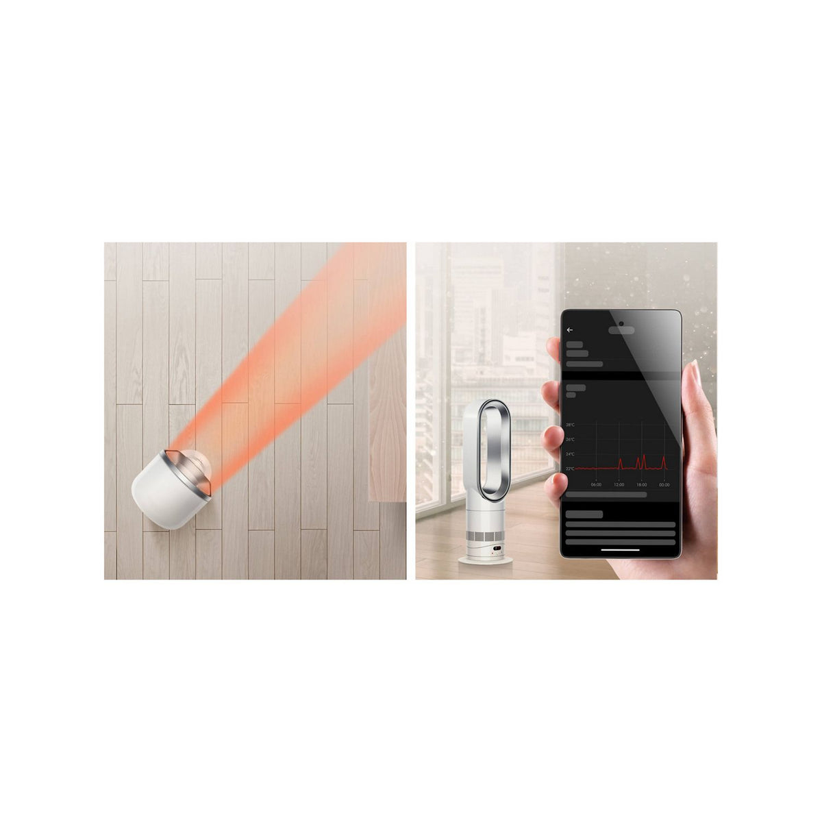 Dyson 330HF1 Hot+Cool Remote Link Pre-heat heater and Cooling Fan - White/Nickel