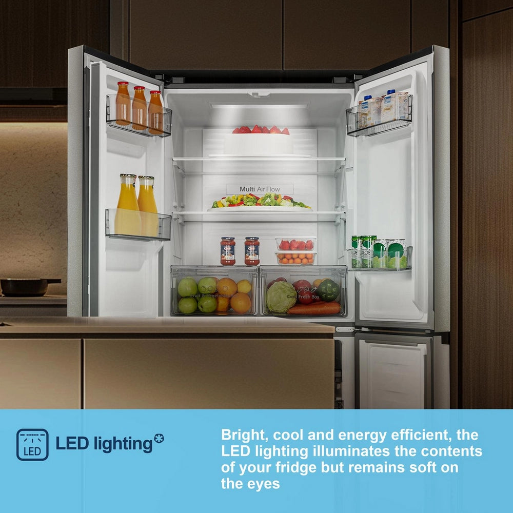 Fridgemaster MQ79395ES 79.4cm 65/35 Total No Frost American Fridge Freezer - Silver