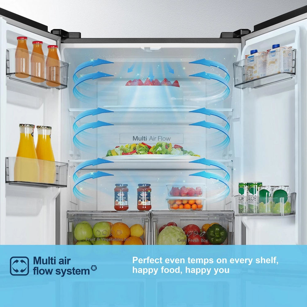 Fridgemaster MQ79395ES 79.4cm 65/35 Total No Frost American Fridge Freezer - Silver