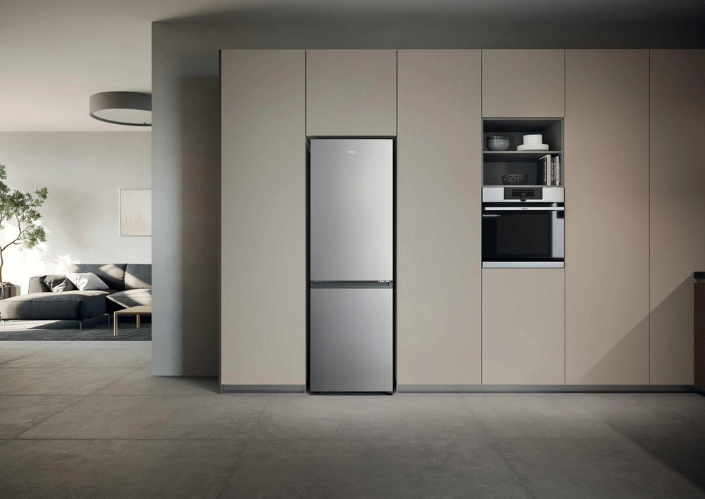Haier 2D 60 Serie 3 HDPR3618DNPK 355L Total No Frost Fridge Freezer - Stainless Steel