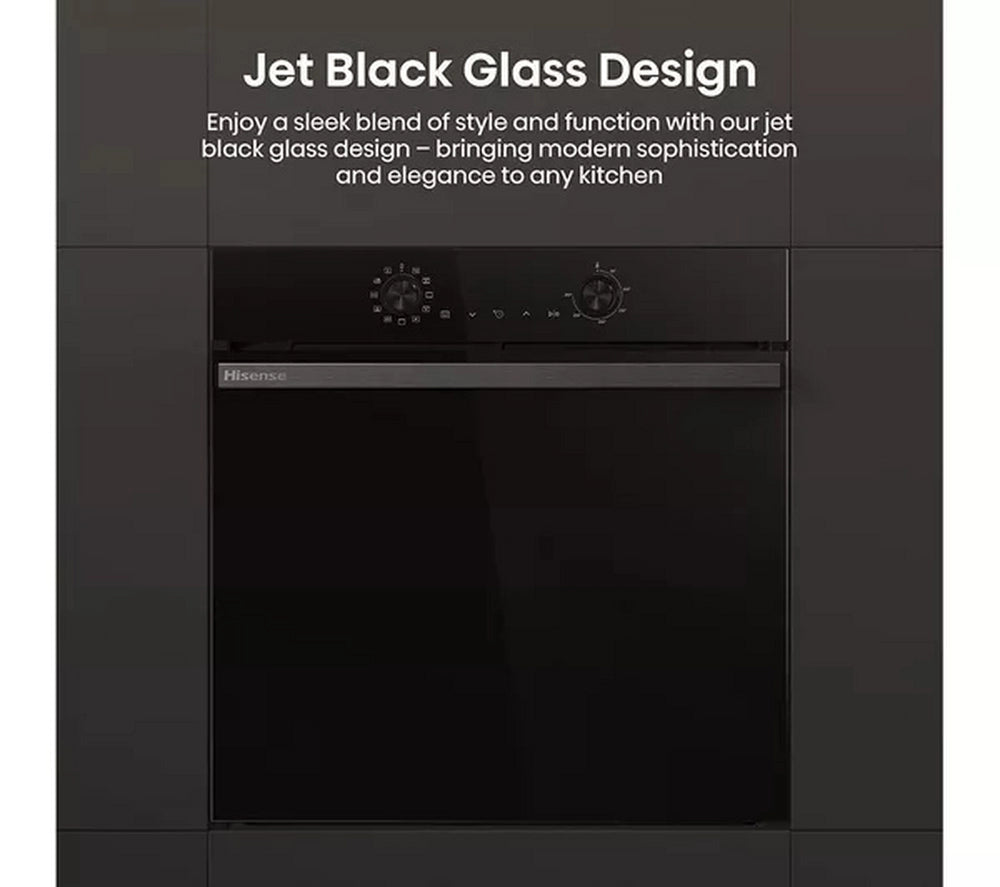 Hisense BI622ABPGUK Built In Electric Single Steam, Plug & Play Oven - Jet Black