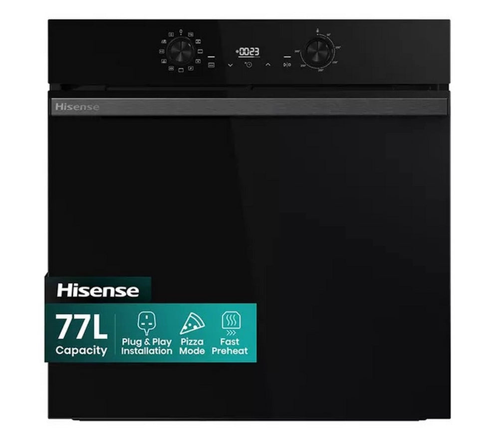 Hisense BI622ABPGUK Built In Electric Single Steam, Plug & Play Oven - Jet Black