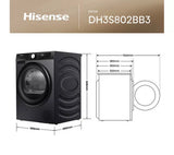 Hisense 3S Series DH3S802BB3 WiFi-enabled 8kg Heat Pump Tumble Dryer - Black