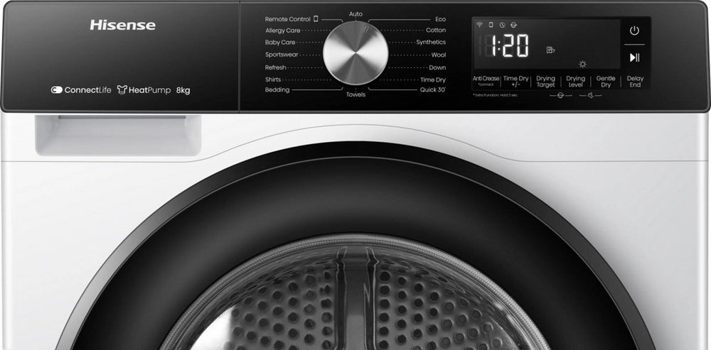 Hisense 3S Series DH3S802BW3 WiFi-enabled 8kg Heat Pump Tumble Dryer - White