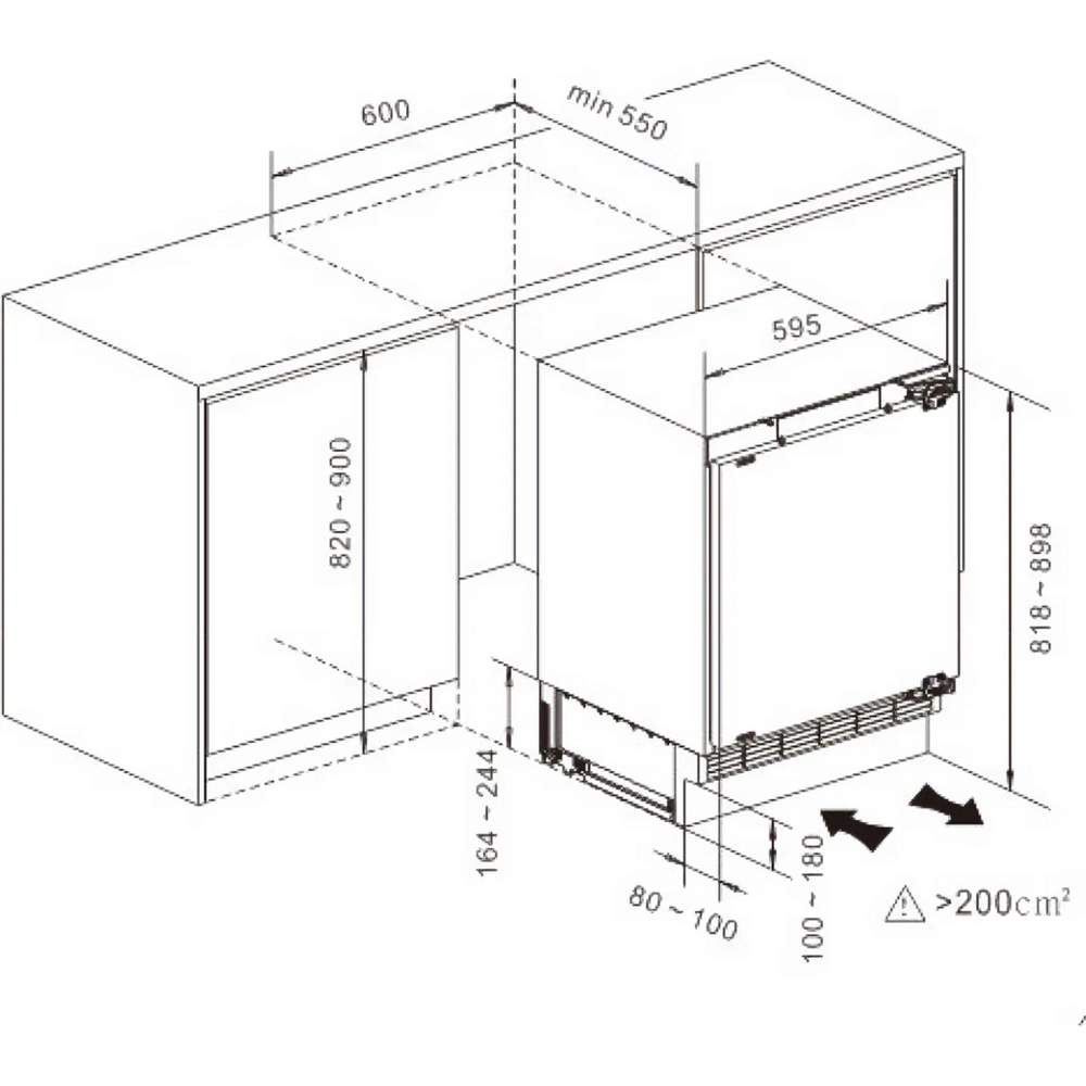 Hisense FUV124D4AWE Integrated Under Counter Freezer with Fixed Door Fixing Kit