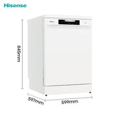 Hisense HS642D90WUK Full-Size Dishwasher - White - 14 Place Settings