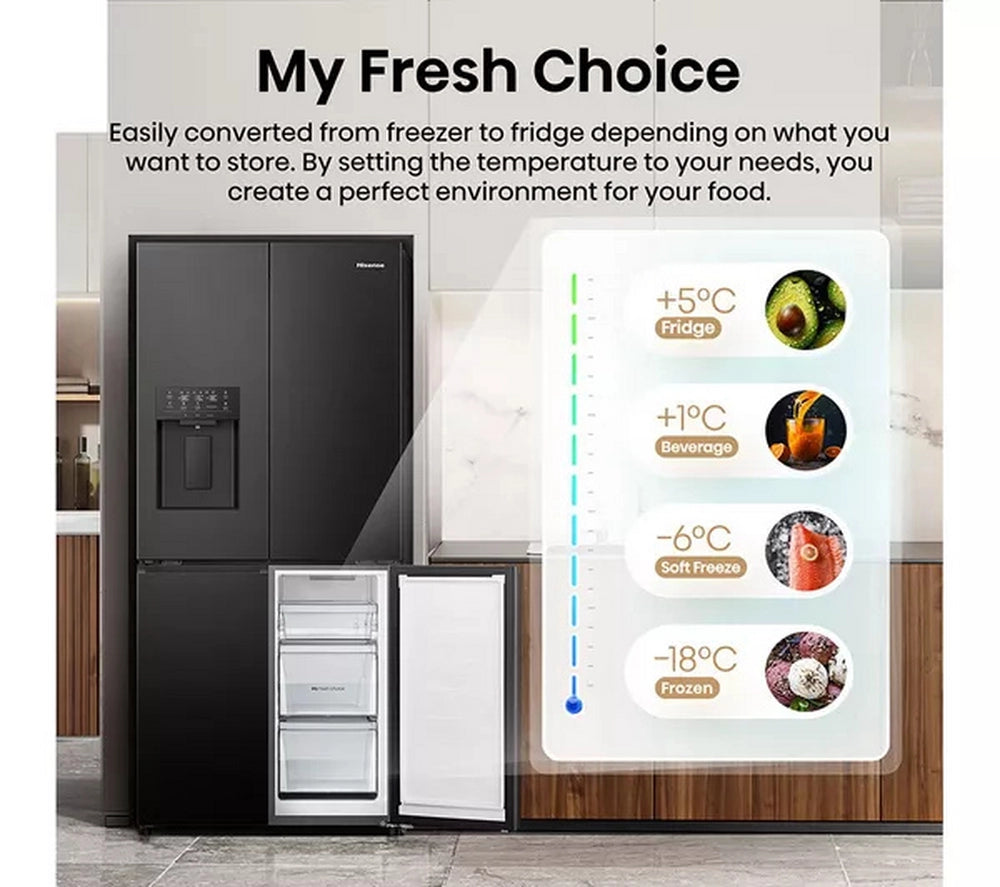 Hisense RQ5P470SYFD Total No Frost American Fridge Freezer - Black