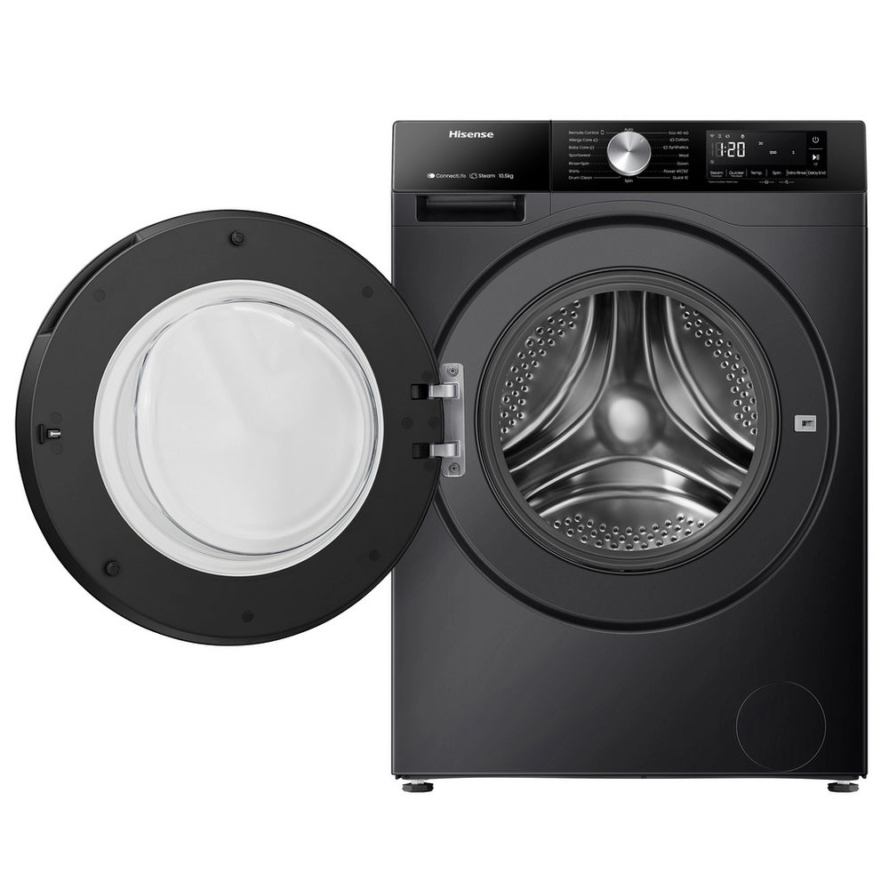 Hisense WF3S1043BB3 10.5kg 1400 Spin Steam Washing Machine - Black