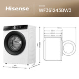 Hisense WF3S1243BW3 12kg 1400 Spin, Steam Washing Machine - White