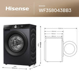Hisense WF3S8043BB3 8kg 1400 Spin Washing Machine - Black