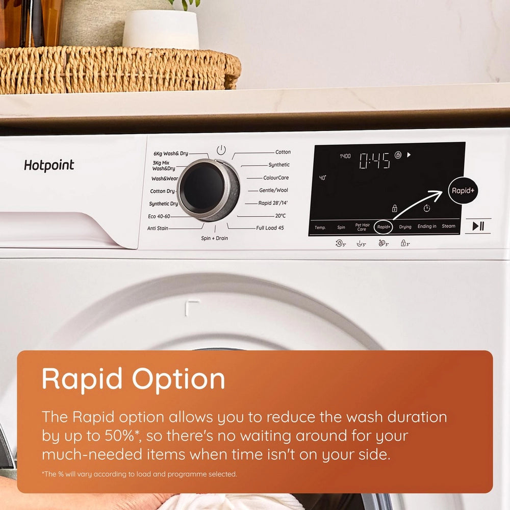 Hotpoint HBD8680GANTISTAINUK 8kg 1400 Spin Washer Dryer - Graphite