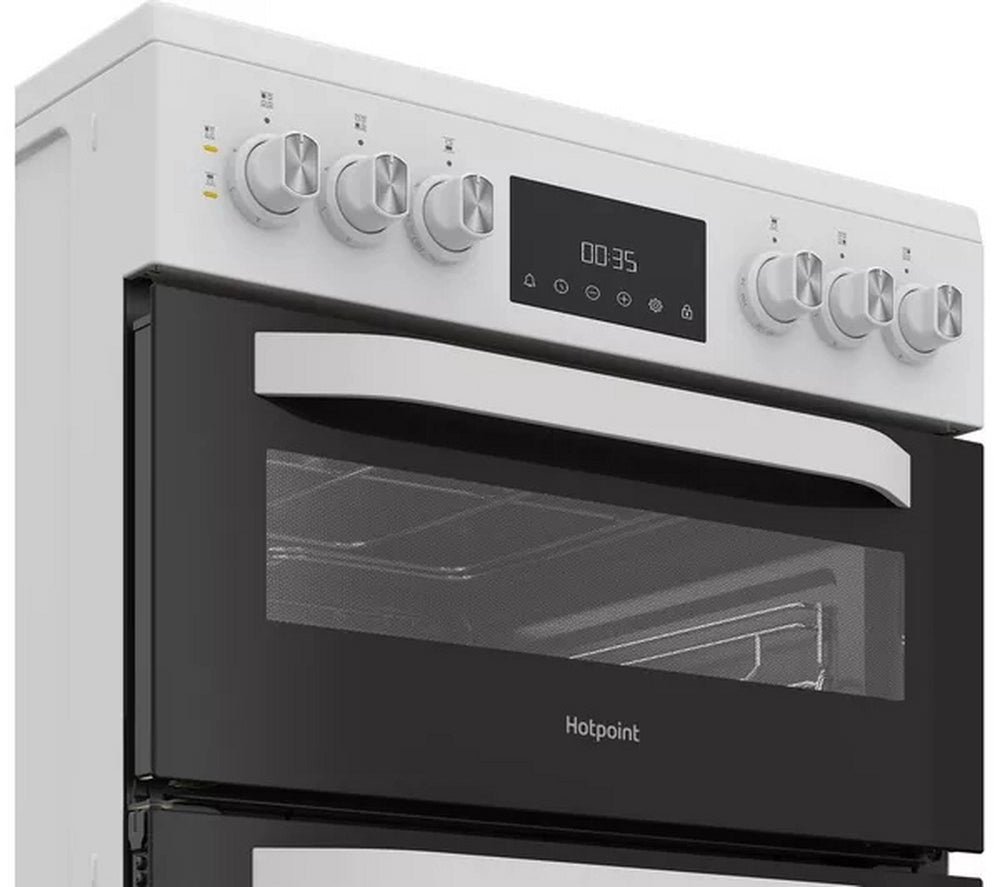 Hotpoint HDE6VDW 60cm Double Electric Ceramic Cooker - White