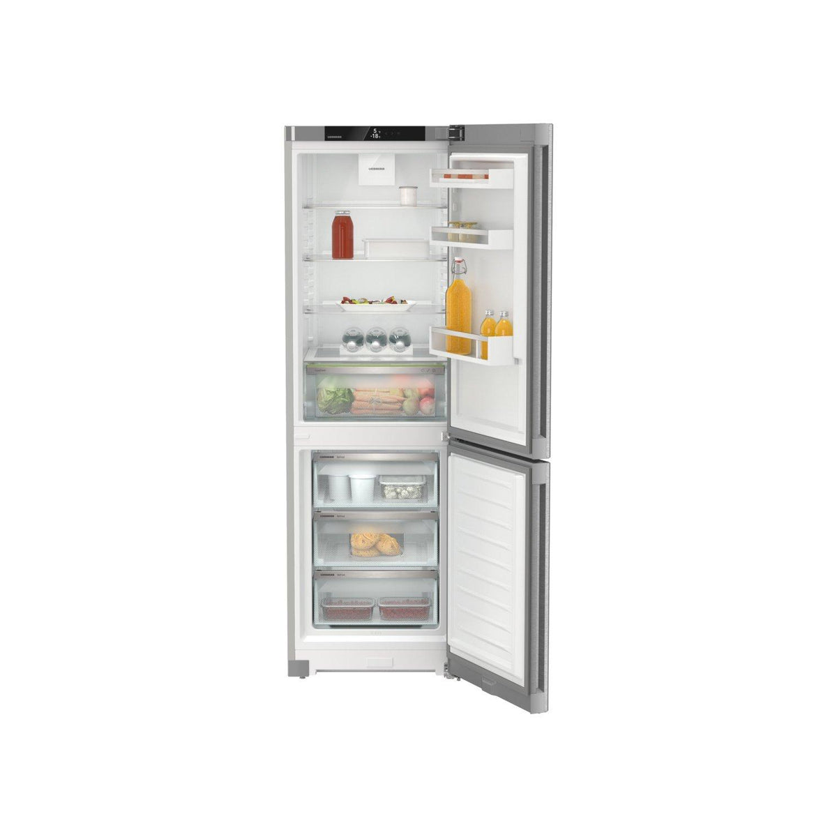 Liebherr CNSDC5203 60cm 60/40 Frost Free Fridge Freezer with EasyFresh - Silver Steel