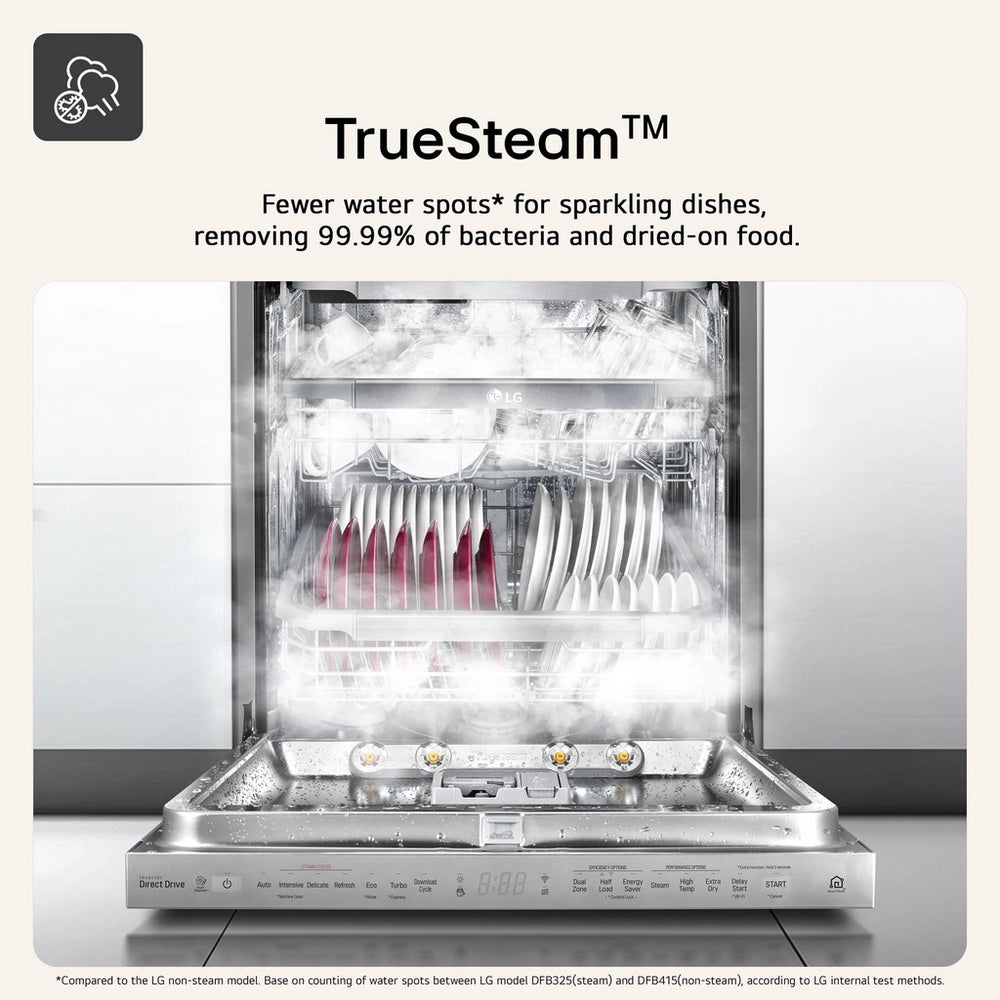 LG TrueSteam™ QuadWash™ DF27FVS WiFi Connected Full Size Dishwasher - Silver - 14 Place Settings