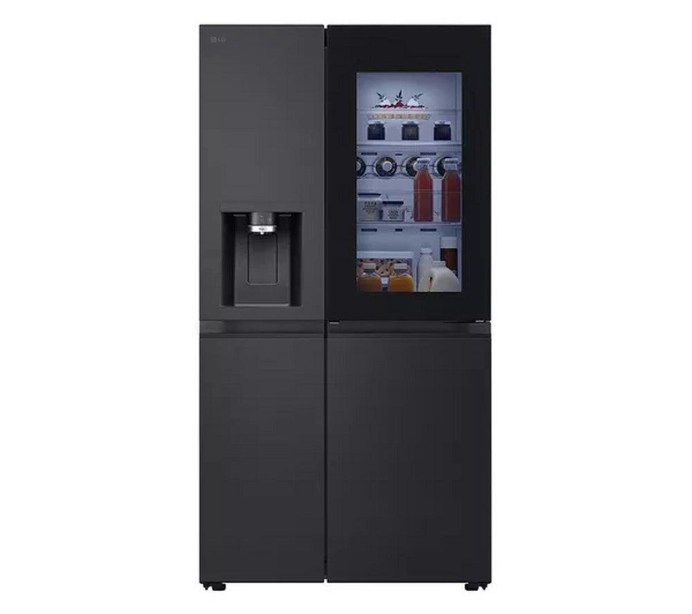 LG GSXE80EVBE InstaView™ Plumbed American Style Smart Fridge Freezer - Essence Black Steel