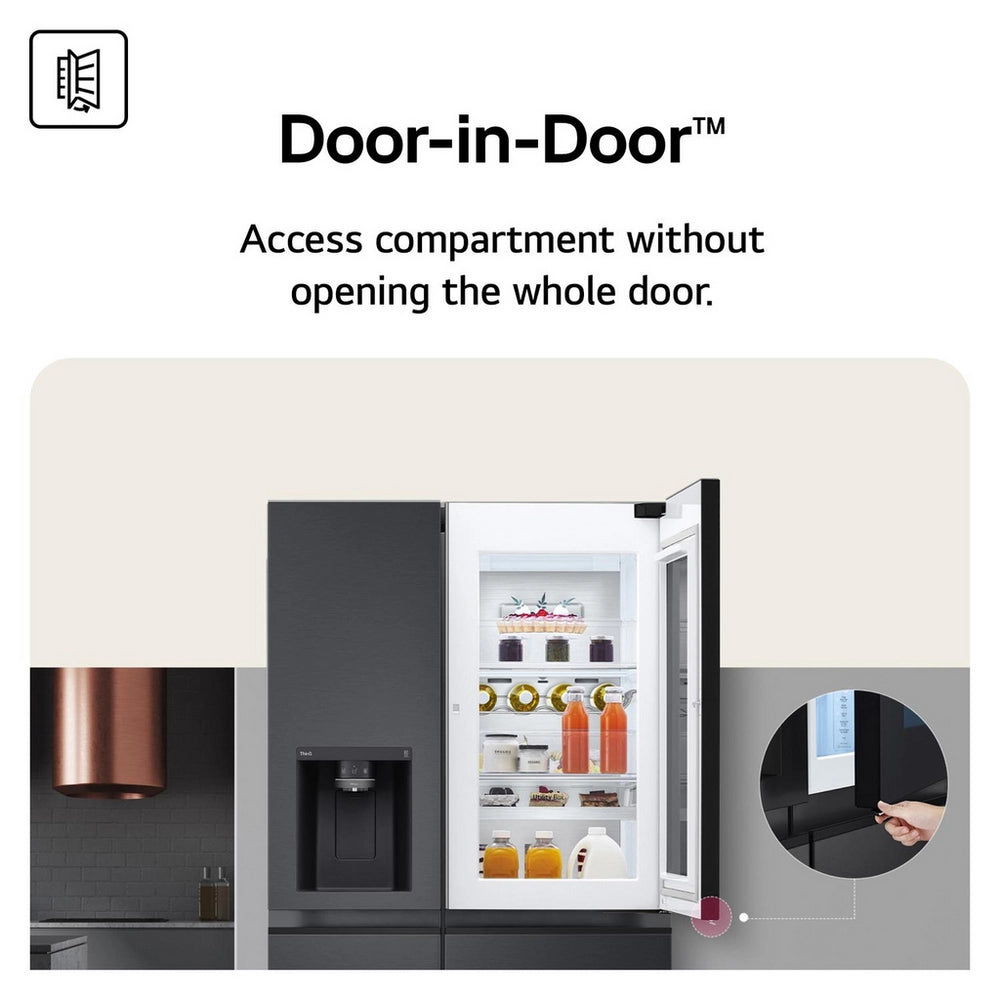 LG GSXE91EVAD 91.3cm Frost Free American Fridge Freezer - Essence Black Steel