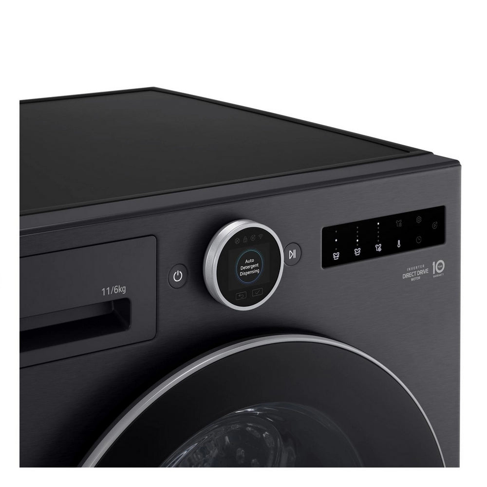 LG Series 10 AI Direct Drive WHX9516TBC - 11 kg Autodose Heat Pump Washer Dryer - Black