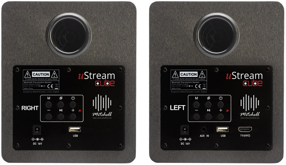 Mitchell Acoustics Ustream Cube Active stereo wireless Speakers - Black