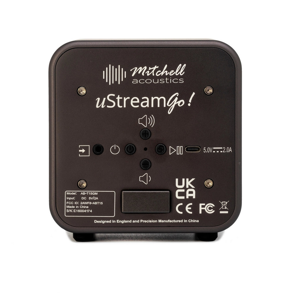 Mitchell Acoustics UStream Go Pair Portable active stereo wireless Speakers - Gun Metal Grey