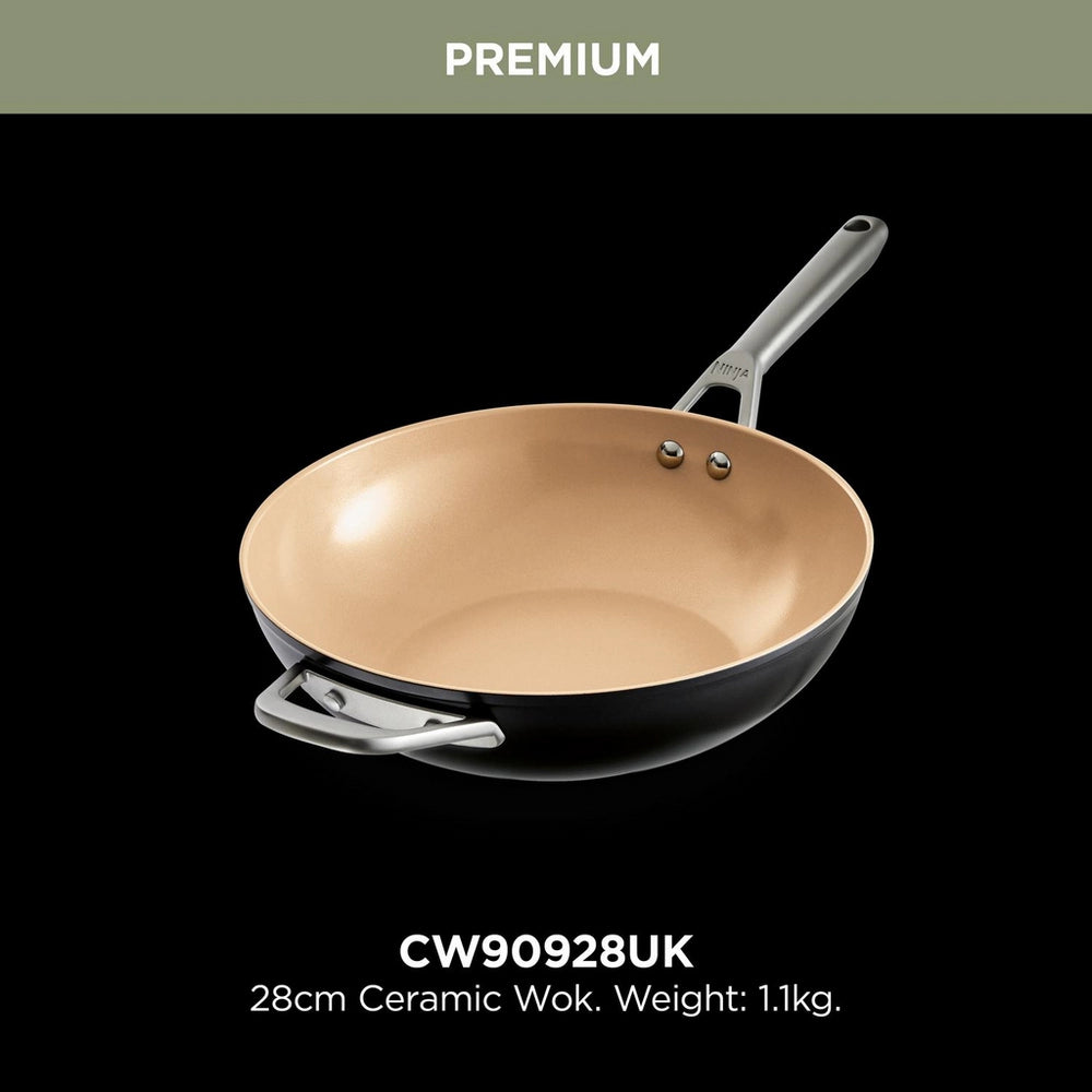 Ninja CW90928UK ExtendedLife Ceramic 28cm Wok - Apricot