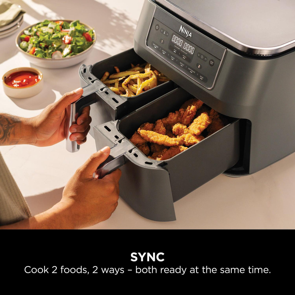 Ninja DZ300UK 7.6 litre 6-in-1 Dual Zone Air Fryer - Gun Metal Grey