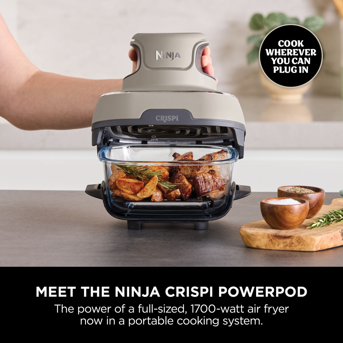 Ninja FN101UKST CRISPi 4-in-1 Portable Air Fryer - Stone