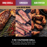 Ninja OG703UK Outdoor Woodfire Electric BBQ Grill & Smoker with Cover - Black
