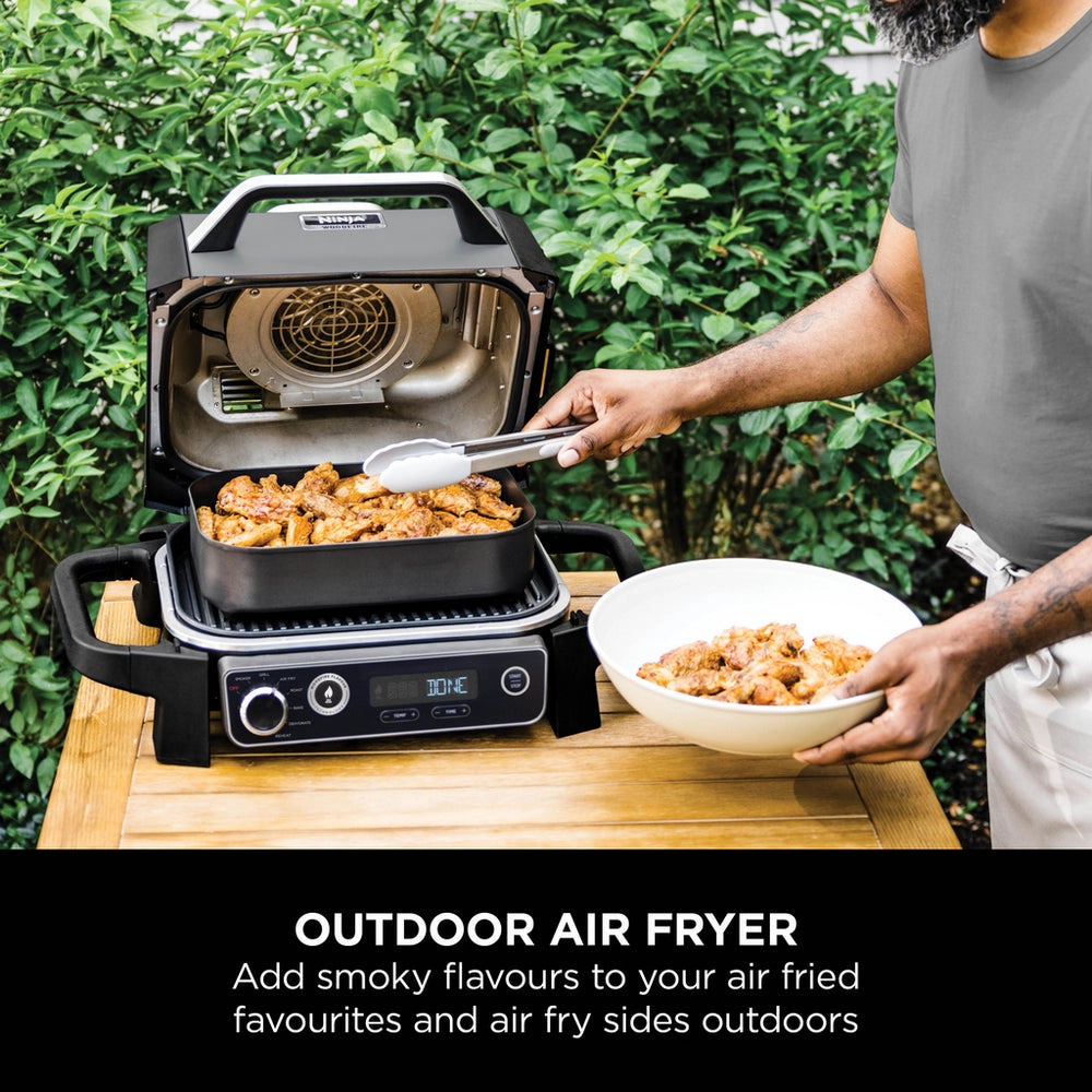 Ninja OG703UK Outdoor Woodfire Electric BBQ Grill & Smoker with Cover - Black
