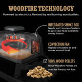 Ninja OG703UK Outdoor Woodfire Electric BBQ Grill & Smoker with Cover - Black