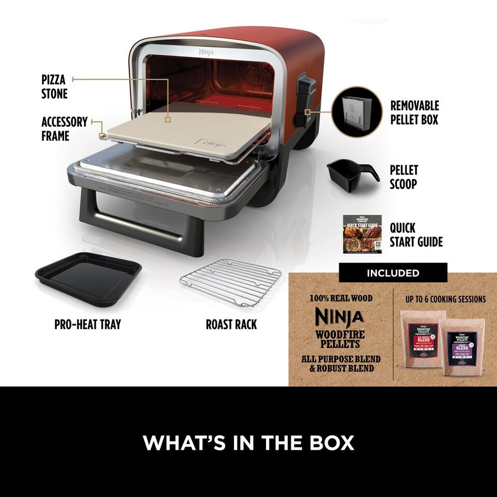 Ninja OO101UK Ninja Woodfire Outdoor Oven- Artisan Pizza Maker and BBQ Smoker - Terracotta/Steel
