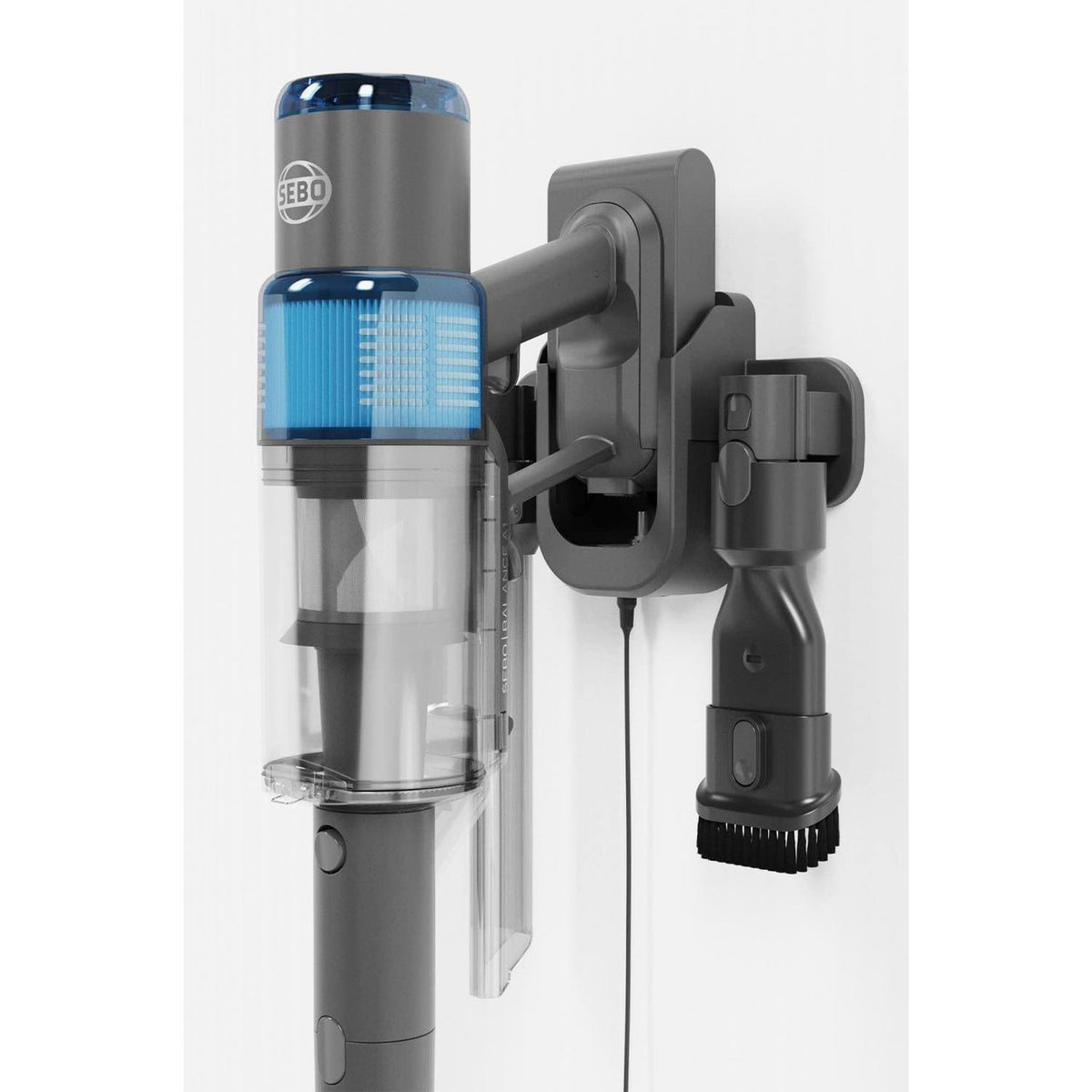 Sebo 95001GB Balance A1 Cordless Stick Vacuum - 48 Minutes Run Time - Basalt Grey/Blue