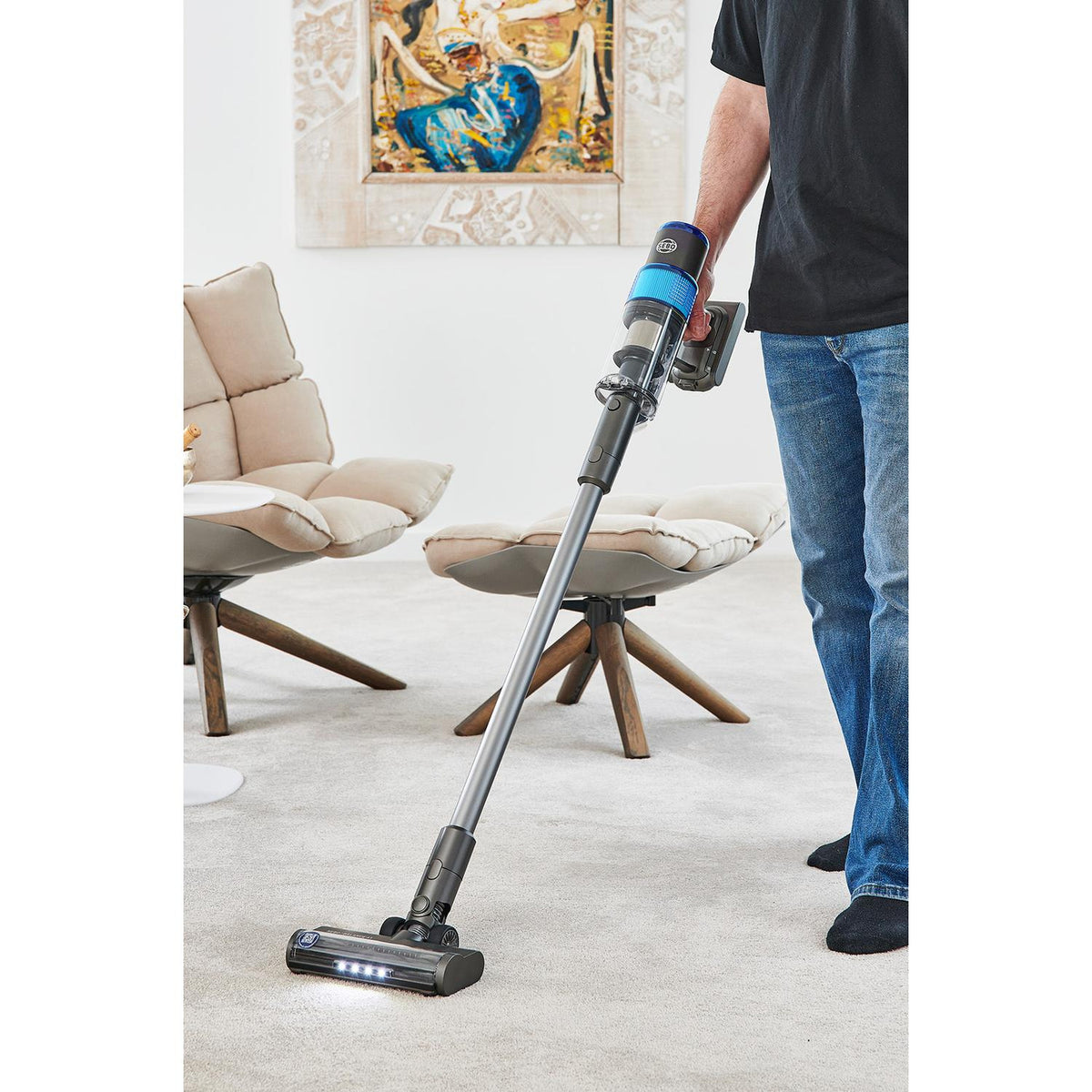 Sebo 95001GB Balance A1 Cordless Stick Vacuum - 48 Minutes Run Time - Basalt Grey/Blue