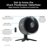 Shark FA150UK FlexBreeze TableMate Indoor to OutdoorTabletop Fan - Winter Fog