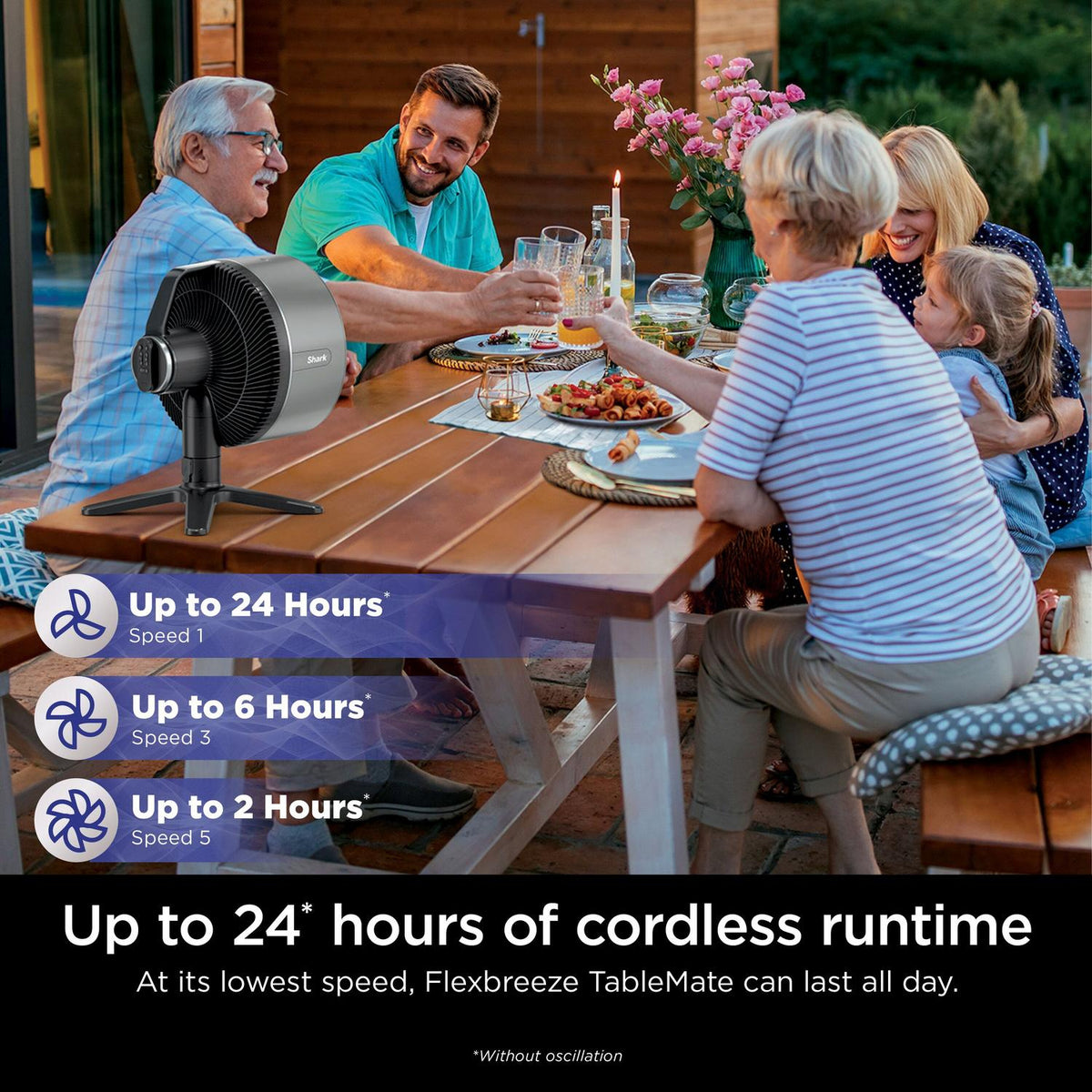 Shark FA150UK FlexBreeze TableMate Indoor to OutdoorTabletop Fan - Winter Fog