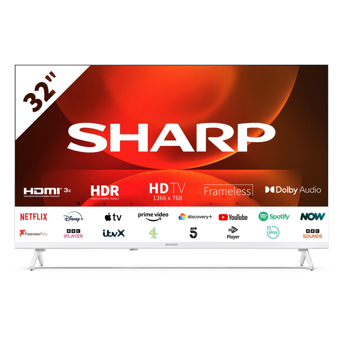 Sharp 1T-C32FH2KL2AW 32" HD Ready Frameless White TV