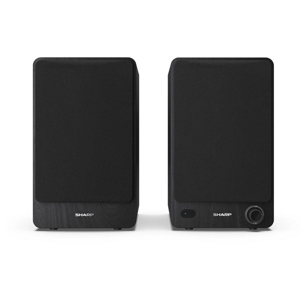 Sharp RPTT100CPSS30 Pair of Wireless Bookshelf Speakers with Automatic Bluetooth Turntable - Black