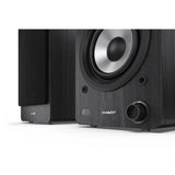 Sharp RPTT100CPSS30 Pair of Wireless Bookshelf Speakers with Automatic Bluetooth Turntable - Black